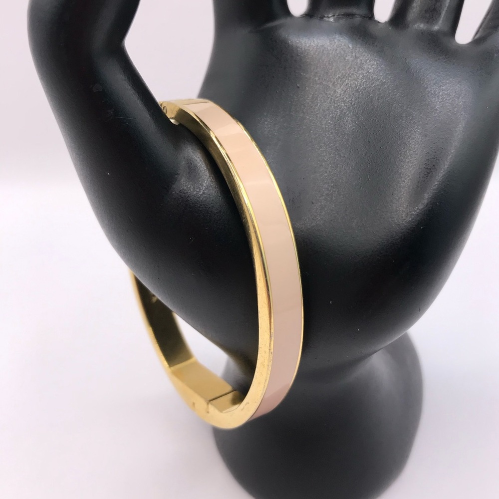 Kate Spade “Strawberries & Cream” Gold-Tone and Pink Hinged Bangle Bracelet - Picture 2 of 8